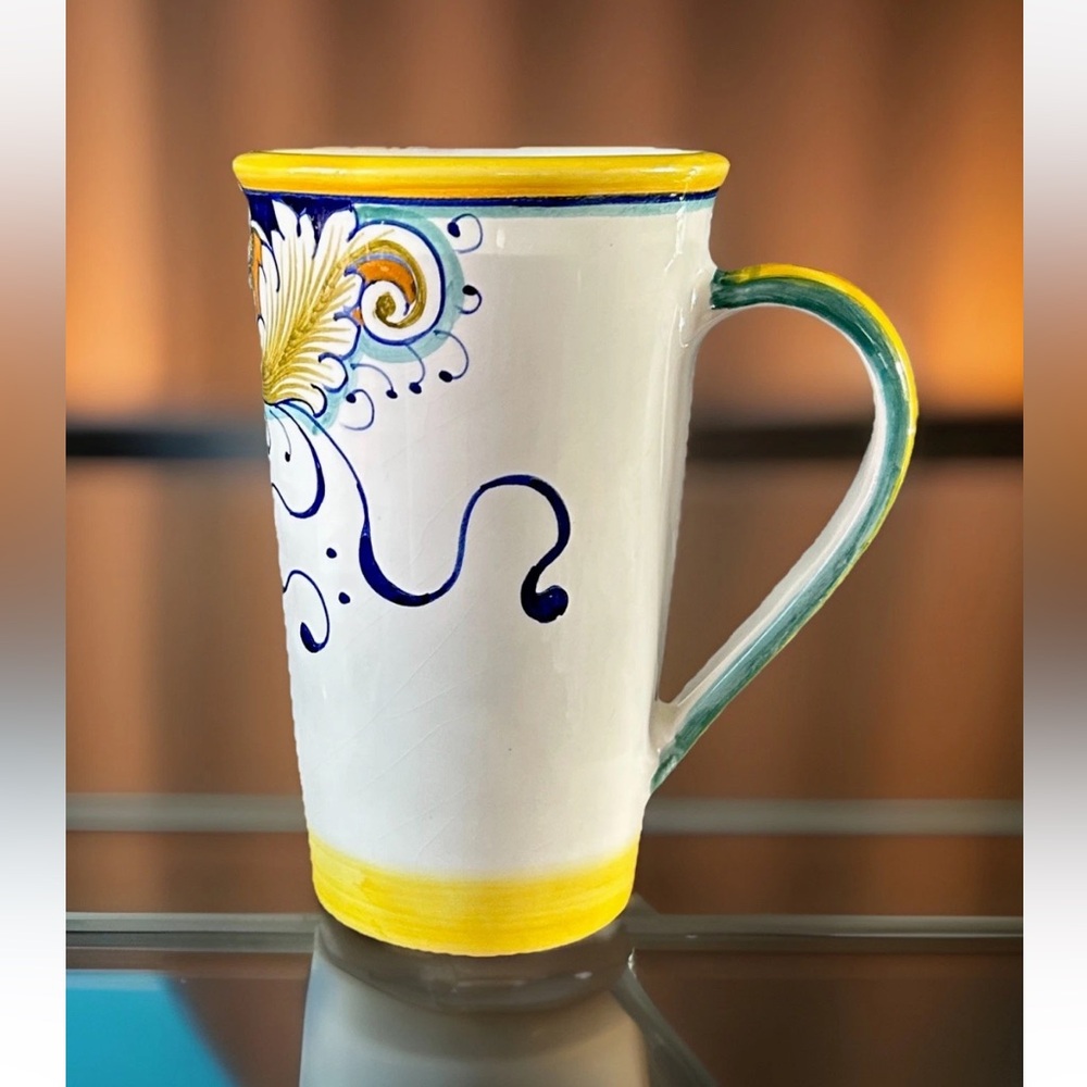 Artística Italian Ceramic Ricco Deruta Deluxe 16oz Tall Latte Mug *Rare Design!